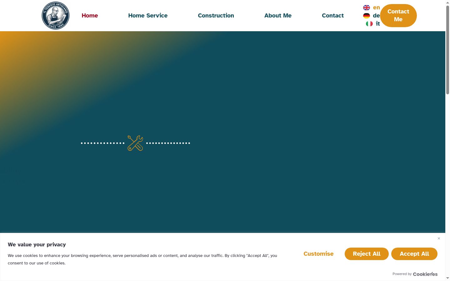Screenshot del banner di consenso mostrato prima di qualsiasi interazione