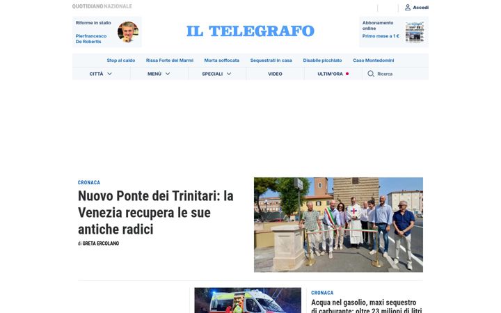 Skjámynd af iltelegrafolivorno.it