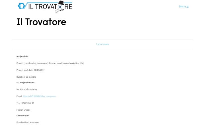 Screenshot of iltrovatore-h2020.eu