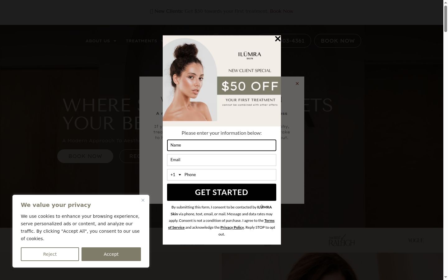Screenshot of the consent banner shown before any interaction