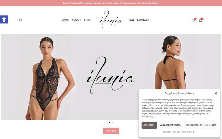 Screenshot του ilunialingerie.com