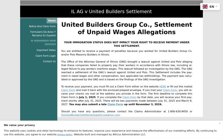 Screenshot του ilunitedbuilderssettlement.com