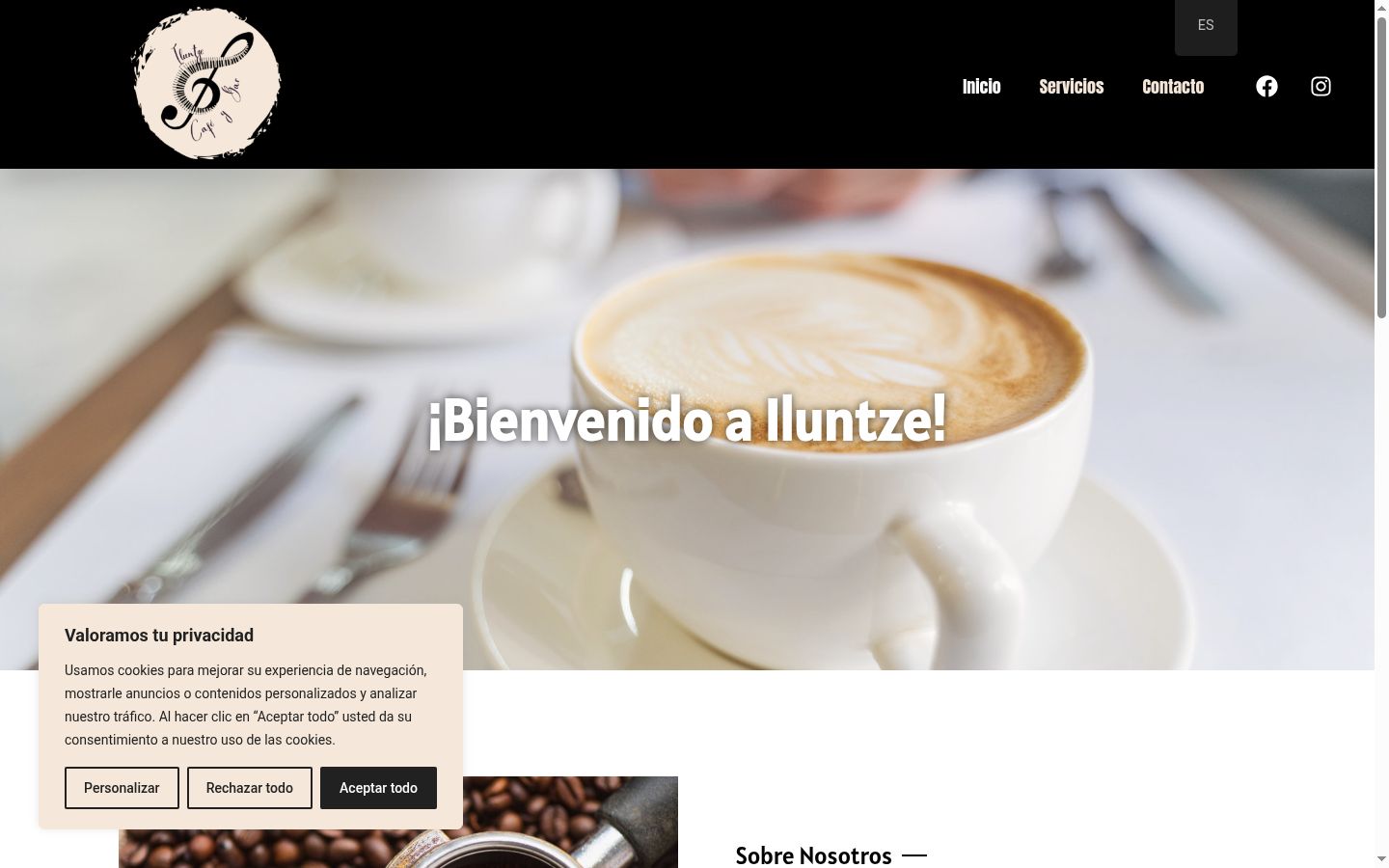 Captura de pantalla del banner de consentimiento mostrado antes de cualquier interacción
