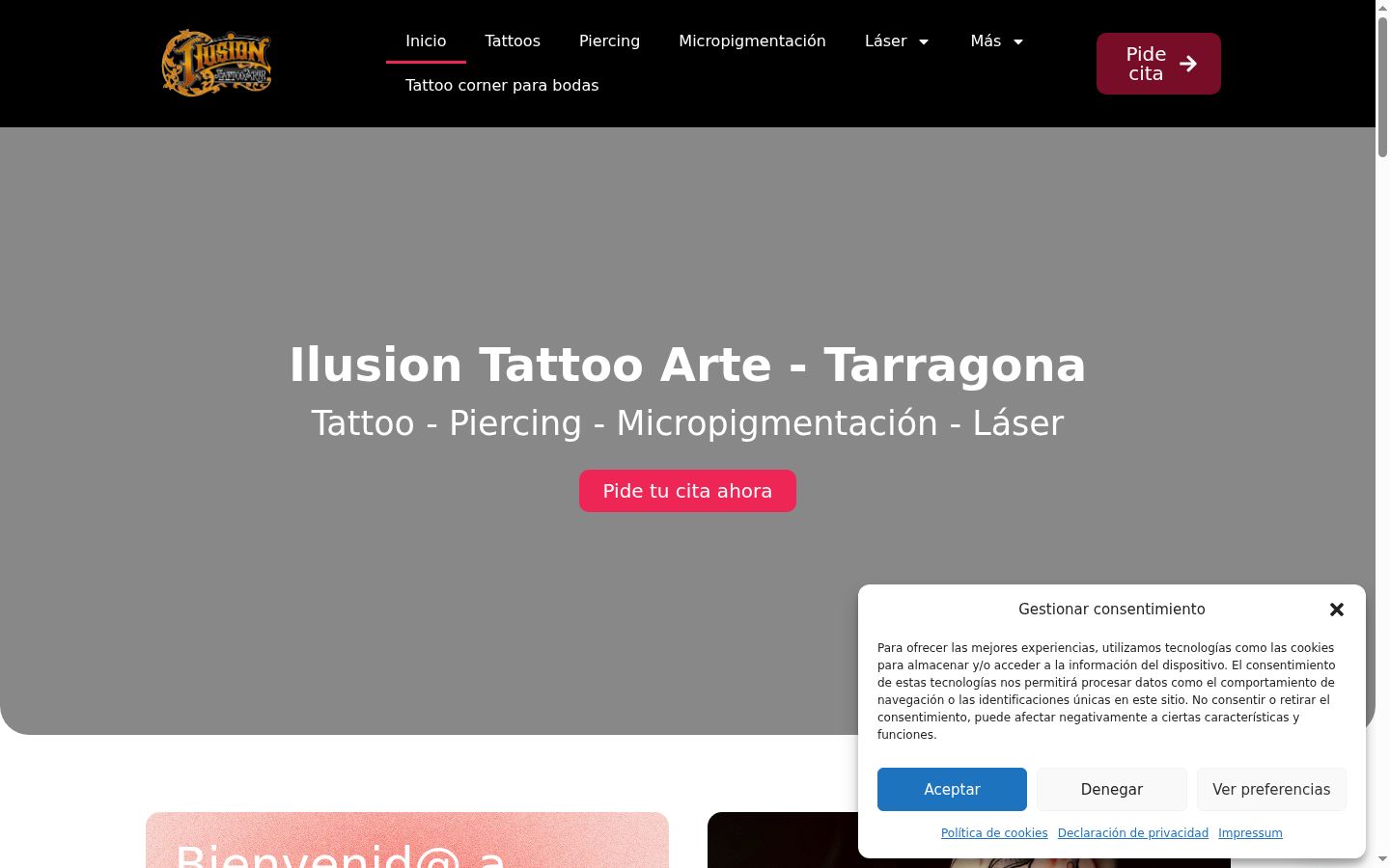 Screenshot of the consent banner shown before any interaction
