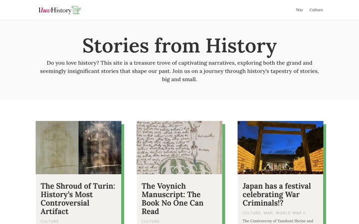 Screenshot of iluvhistory.com