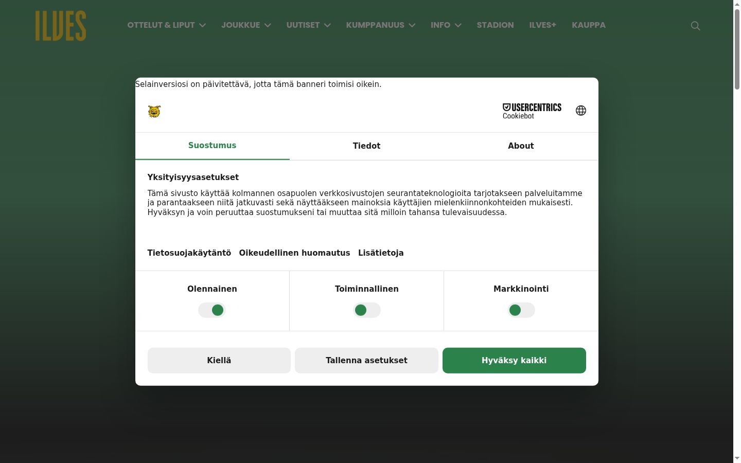 Skjámynd af samþykkisborðanum eins og hann birtist áður en nokkur samskipti fóru fram