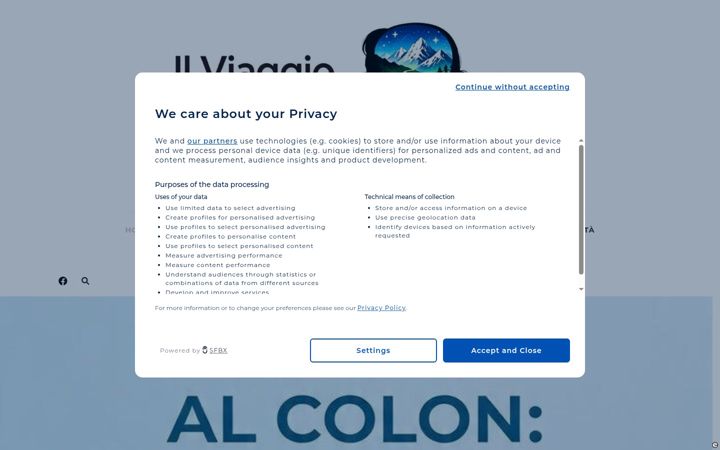 Screenshot of ilviaggioenellatesta.it