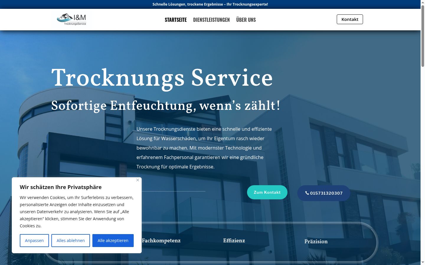 Screenshot des Einwilligungsbanners vor jeglicher Interaktion