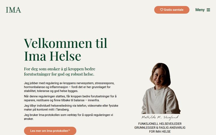 Screenshot stránky ima-helse.no