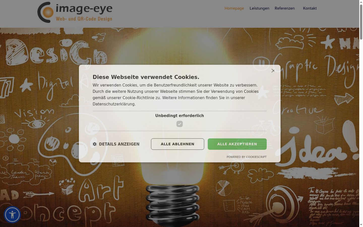 Screenshot del banner di consenso mostrato prima di qualsiasi interazione