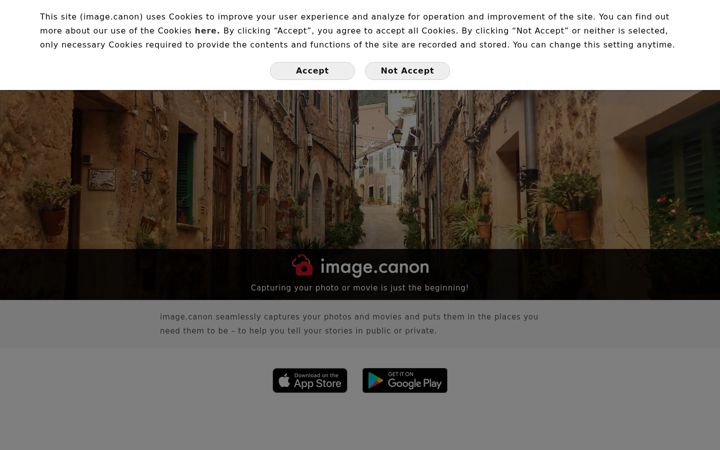 Screenshot of image.canon