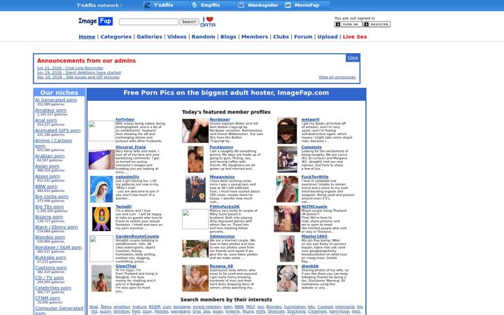 Екранна снимка на imagefap.com