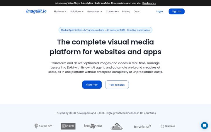 Screenshot ta' imagekit.io
