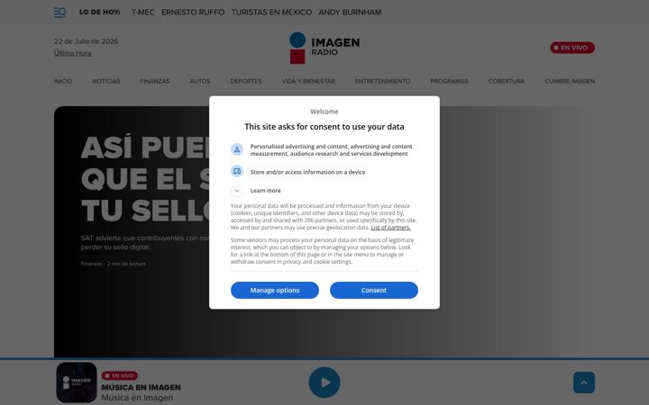 Screenshot of imagenradio.com.mx