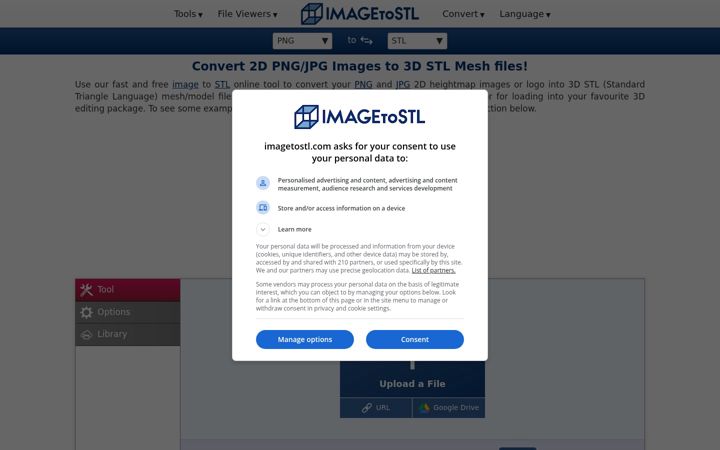 Screenshot of imagetostl.com