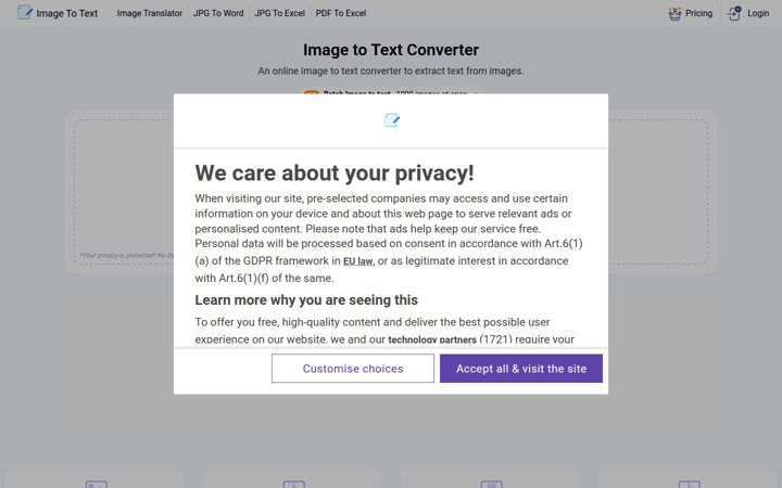 Screenshot of imagetotext.info