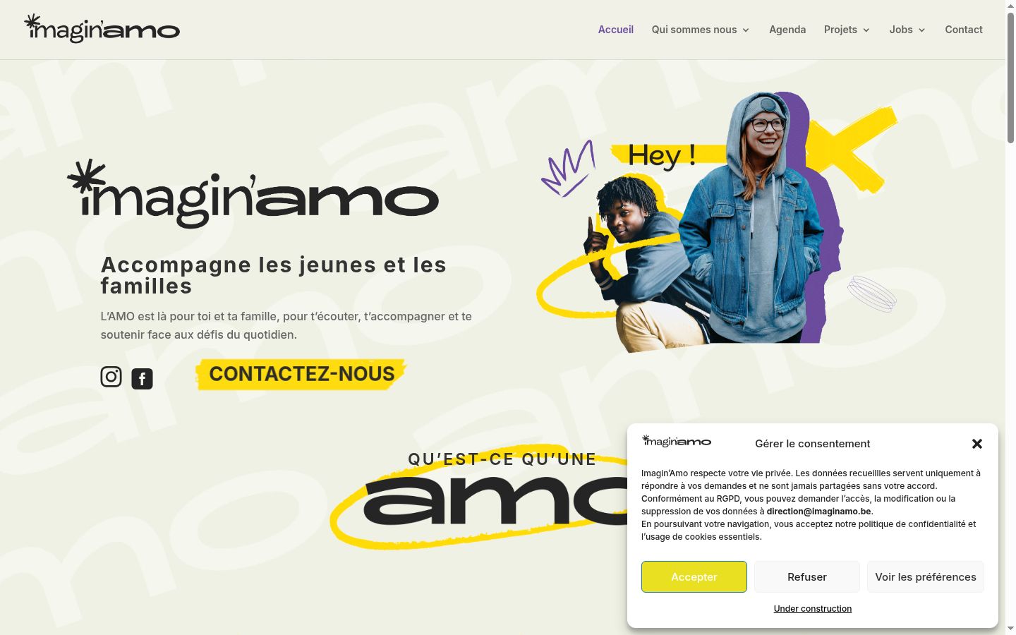 Capture d'écran de la bannière de consentement affichée avant toute interaction