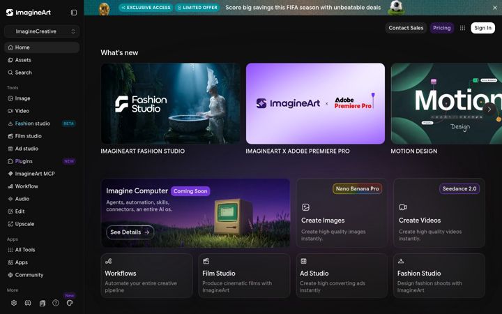 Screenshot of imagine.art