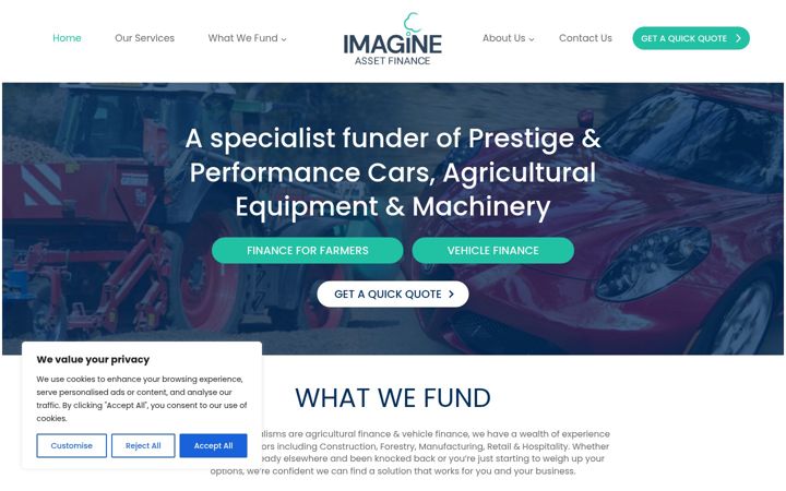Screenshot of imagineassetfinance.co.uk