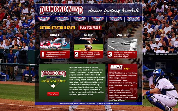 Screenshot of imaginesports.com