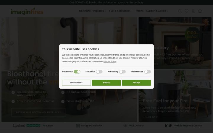 Screenshot of imaginfires.co.uk