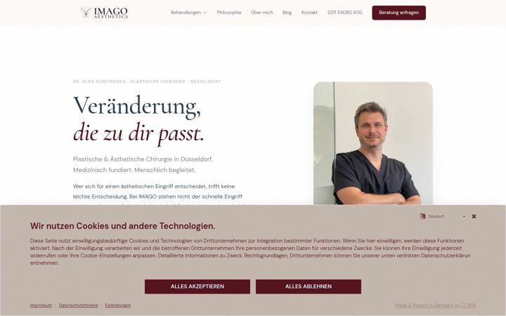Screenshot of imago-aesthetics.de