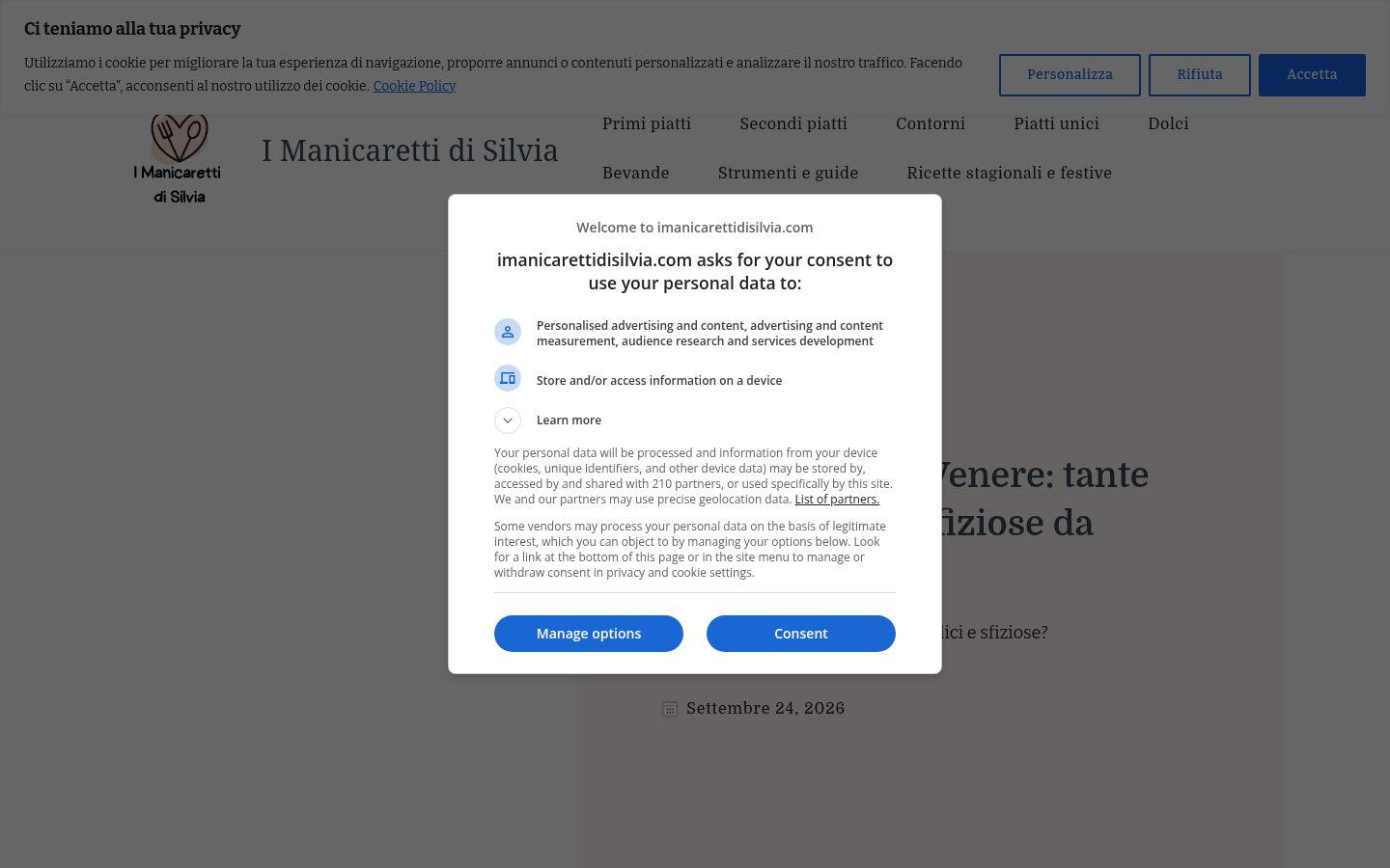 Posnetek zaslona pasice za privolitev, prikazane pred kakršno koli interakcijo