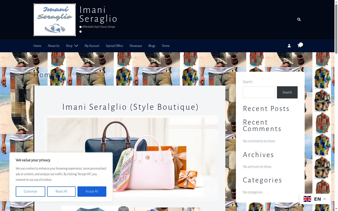 Screenshot del banner di consenso mostrato prima di qualsiasi interazione