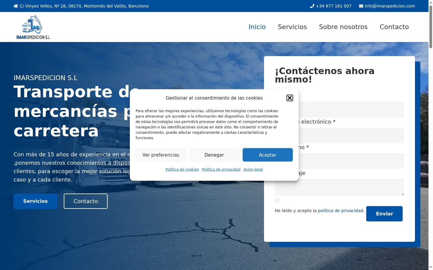 Screenshot del banner di consenso mostrato prima di qualsiasi interazione