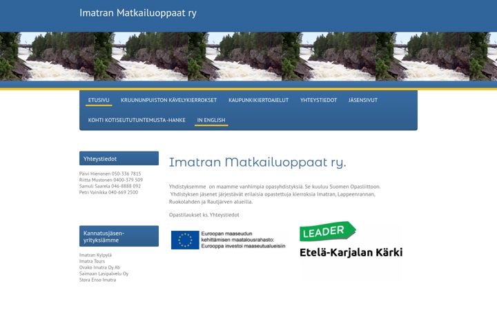 Screenshot of imatranmatkailuoppaat.fi