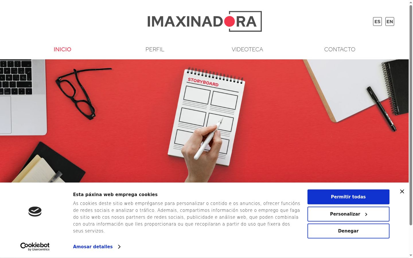 Captura de pantalla del banner de consentimiento mostrado antes de cualquier interacción