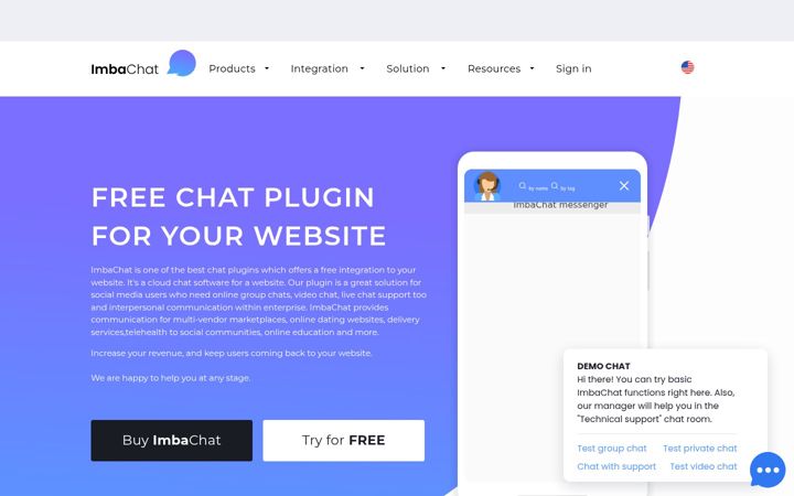 Screenshot of imbachat.com