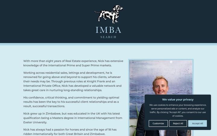 Screenshot of imbasearch.com
