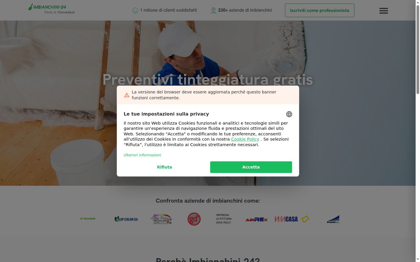 Snímek obrazovky baneru souhlasu zobrazeného před jakoukoli interakcí