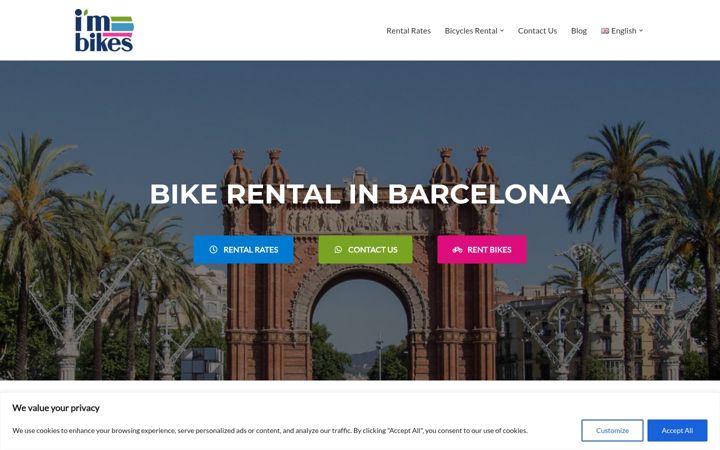 Screenshot of imbikesrental.com