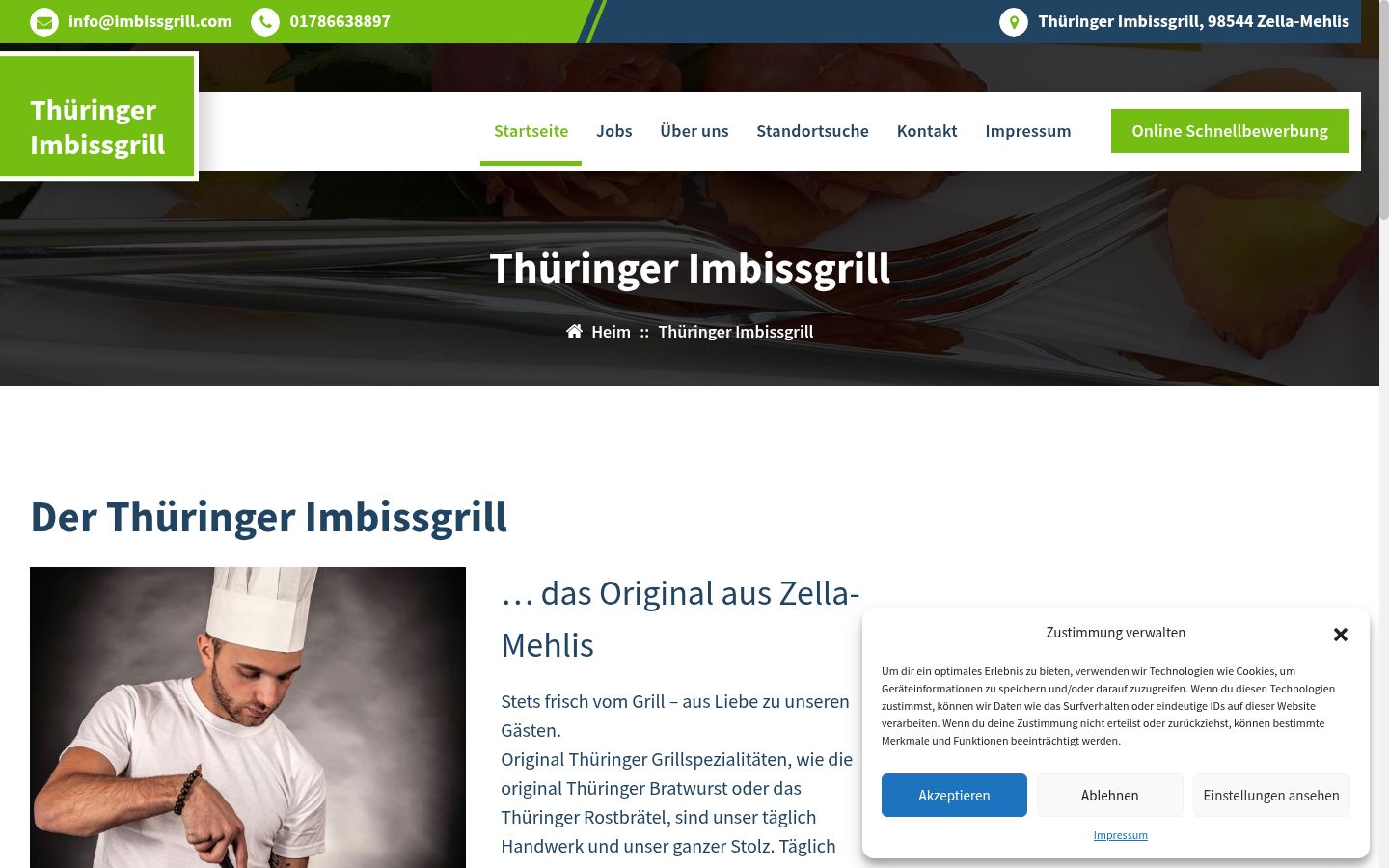 Screenshot des Einwilligungsbanners vor jeglicher Interaktion