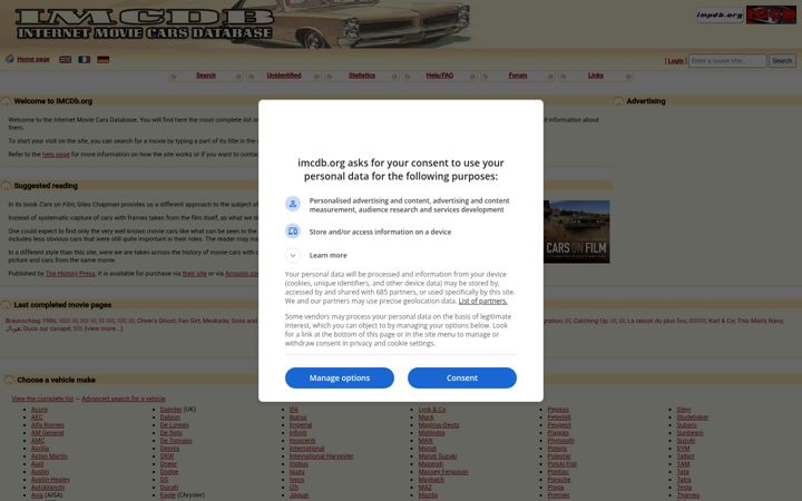 Screenshot di imcdb.org