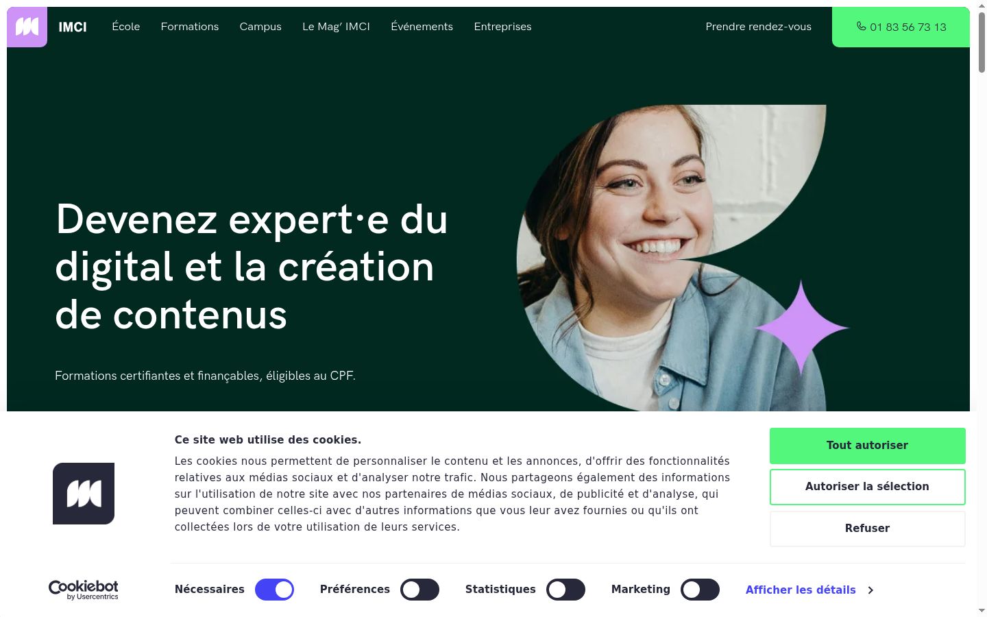 Screenshot of the consent banner shown before any interaction