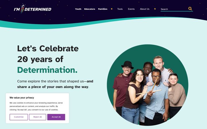 Screenshot of imdetermined.org