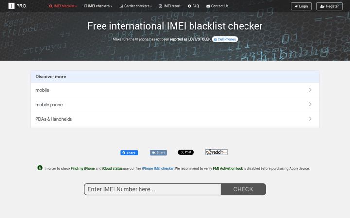 Screenshot of imeipro.info