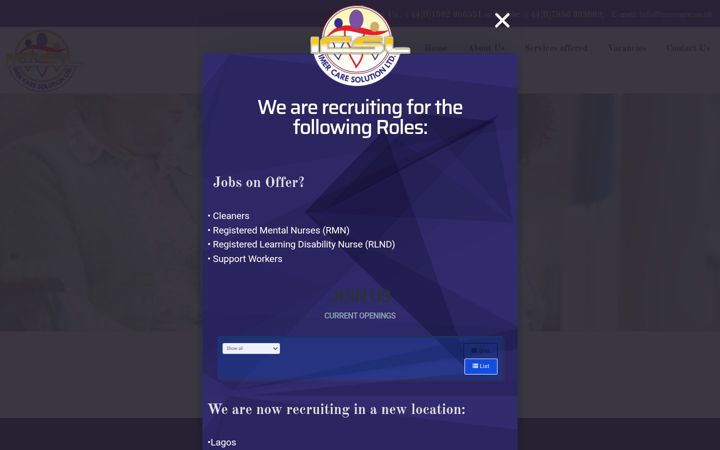 Screenshot of imercare.co.uk