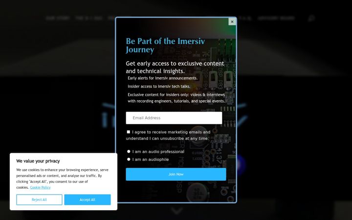 Screenshot of imersiv.com