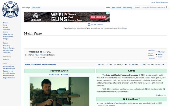Posnetek zaslona imfdb.org