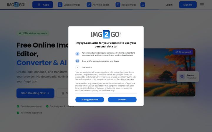 Screenshot von img2go.com