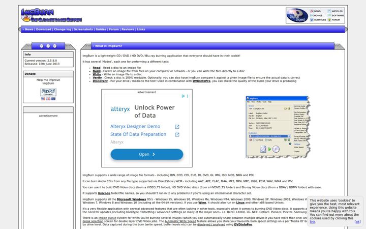 Screenshot of imgburn.com