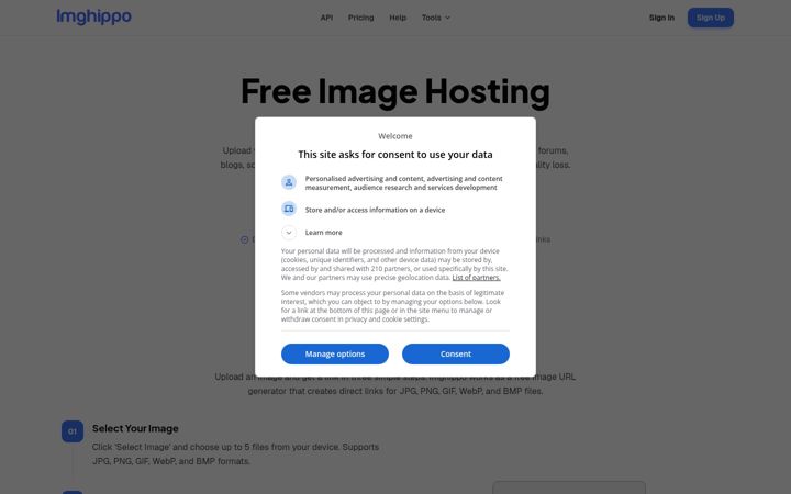 Screenshot of imghippo.com