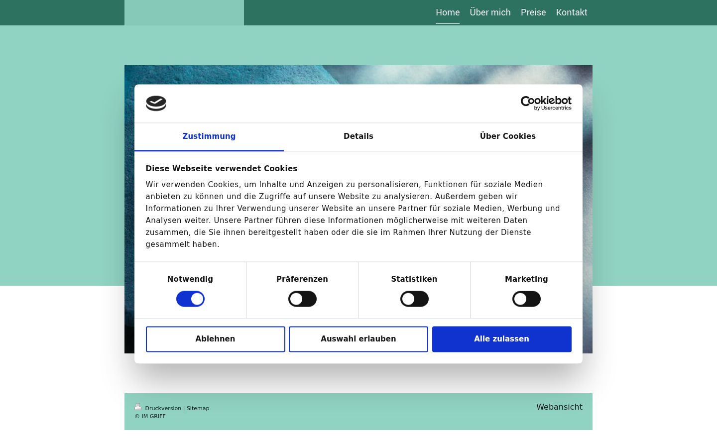 Screenshot del banner di consenso mostrato prima di qualsiasi interazione