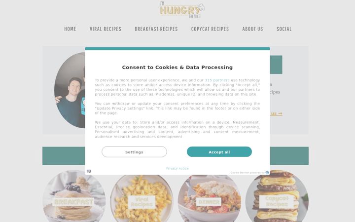 Kuvakaappaus sivustosta imhungryforthat.com