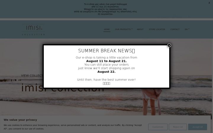 Screenshot of imisicollection.com