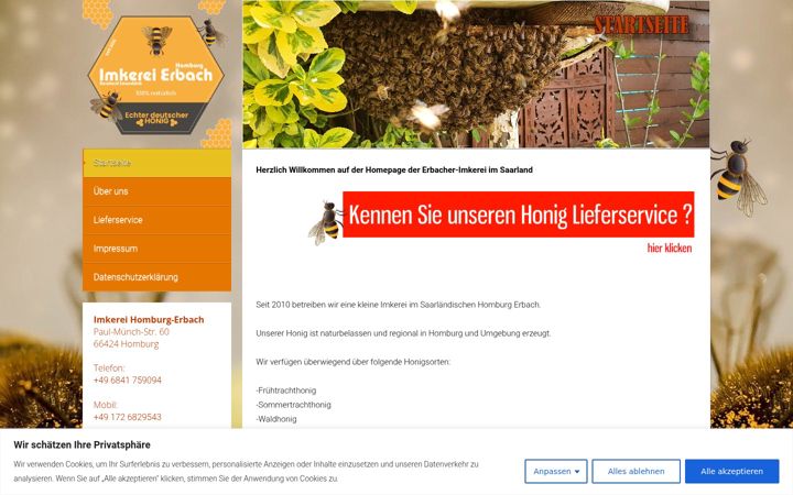 Screenshot of imkerei-hom.de